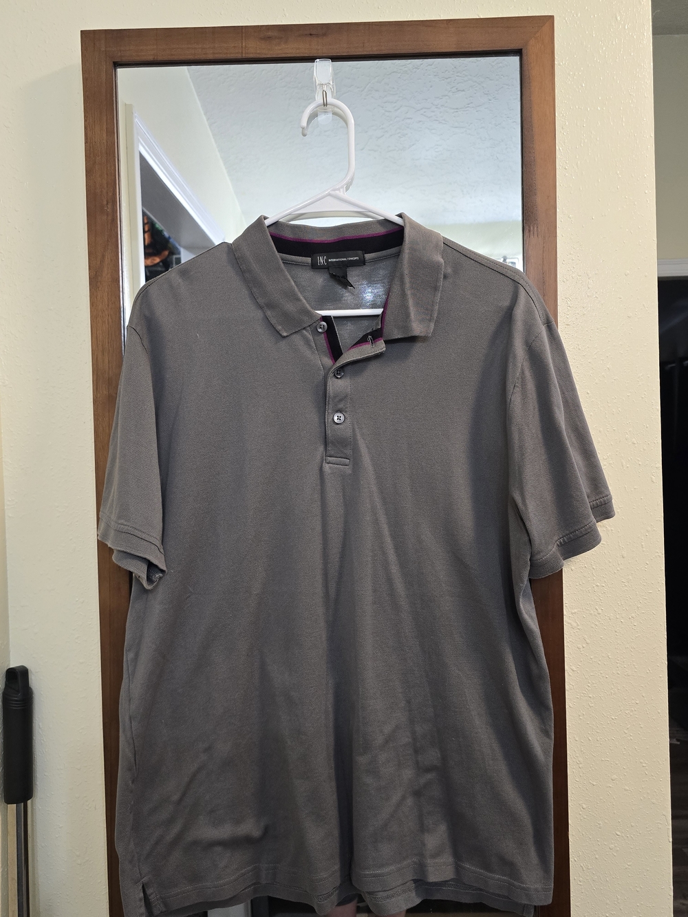 INC International Concepts Men's Gray Polo with Subtle Contrast Trim
